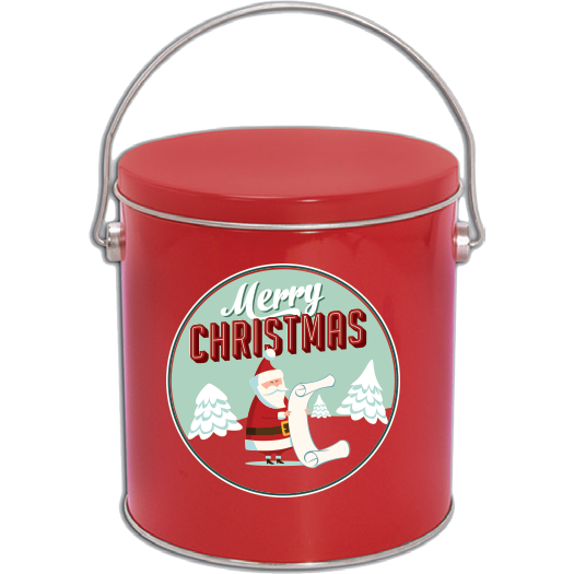 1 Gallon Merry Christmas Santa Holiday Tin | Austin Gourmet Popcorn